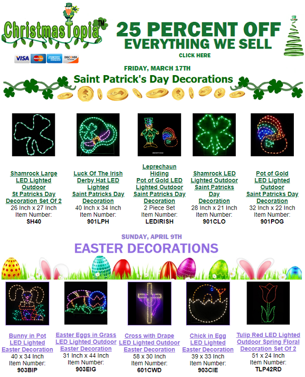 Outdoor Lighted Saint Patrick's Day and Easter Decorations For Sale